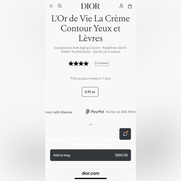 NEW Dior 6xL'Or de Vie La Crème Contour Yeux et Lèvres 3ML- Eye & Lip Anti-Aging - Picture 3 of 6